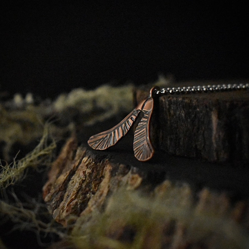 Another view of the Copper Helicopter Pendant.