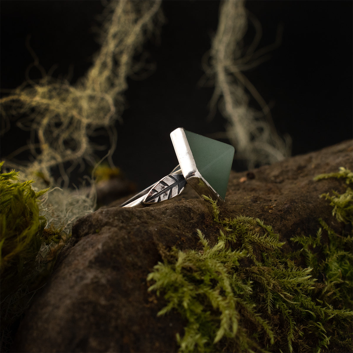 Aventurine Pyramid Double Leaf Ring – Woodland Teatime